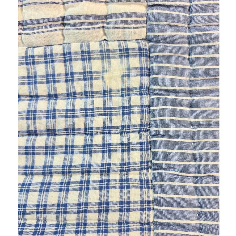 Comapany Kids Twin XL Quilt Yarn Dye Stripe Block Blue/White With Sham